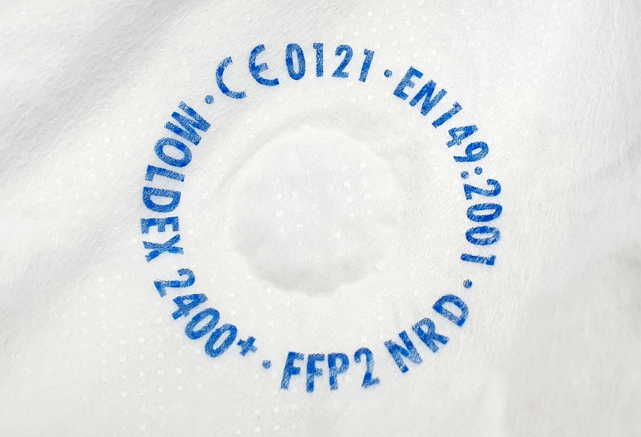 Produktaufdruck Moldex FFP2 Atemschutzmaske Produktaufdruck Moldex FFP2 Atemschutzmaske